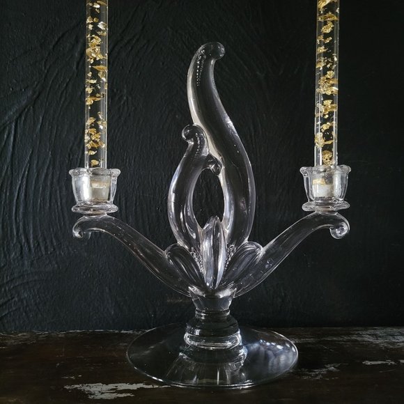 Vintage Heisey Flame Double Candle Holder - Picture 2 of 4